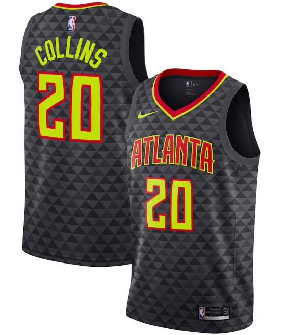 Men's Atlanta Hawks #20 John Collins Black NBA Icon Edition Stitched Jersey Men's Atlanta Hawks #20 John Collins Black NBA Icon Edition Stitched Jersey